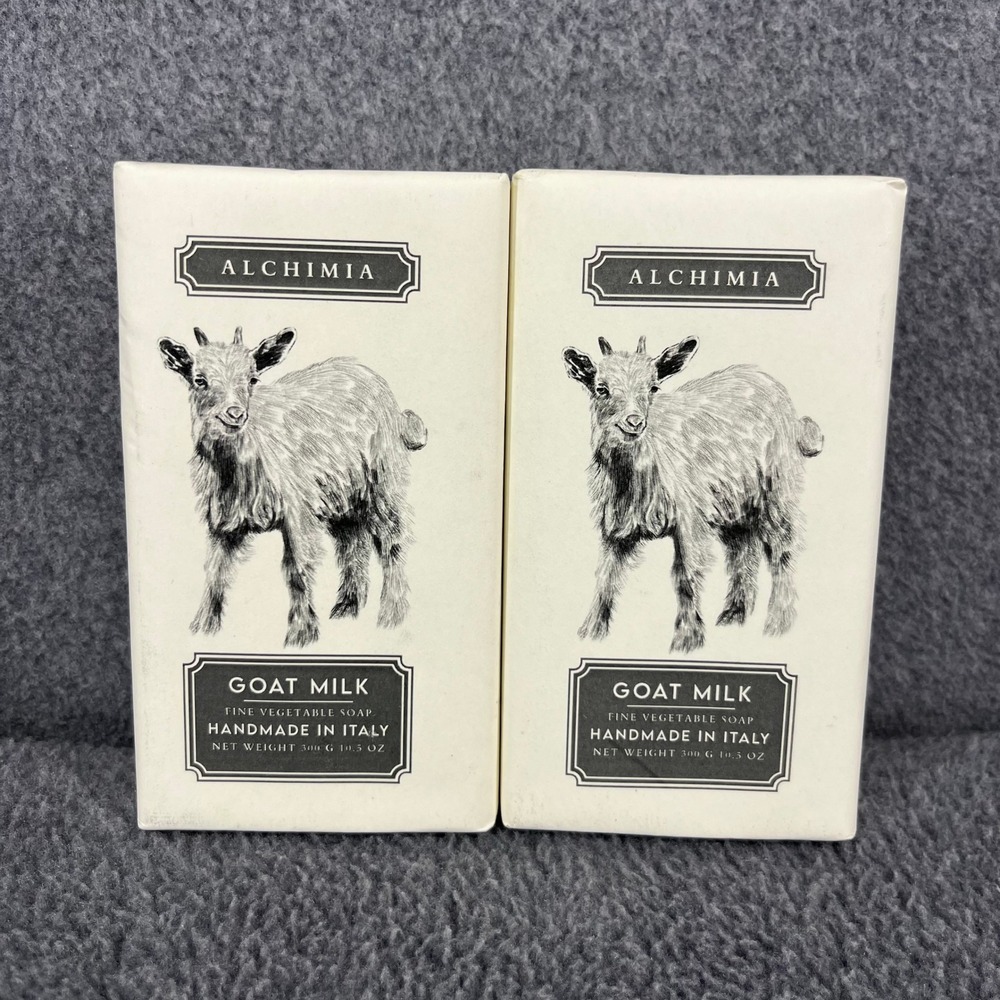 2x Alchimia Goat Milk Soap Unisex Cream Handmade Italy Vegetable Bar 10.5 oz